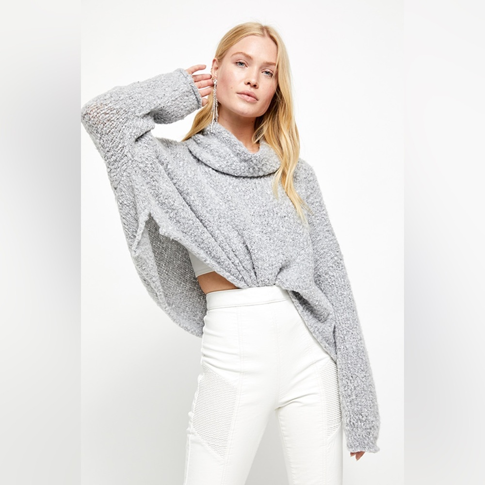 Free People Gray Cowl Neck Sweater